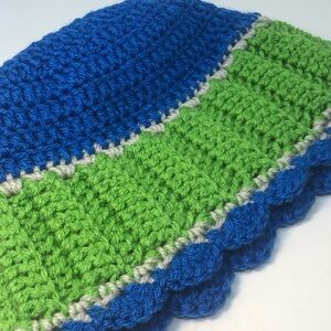 Seahawks Vibrant Blue and Green Crochet adult lady’s Hat
